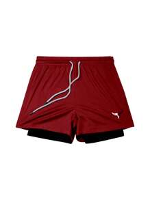 Manfinity Sport Corelite Men's Letter Print Round Neck Tank Top And Drawstring Waist Shorts Sports Suit Workout Set Gym Top Breathable