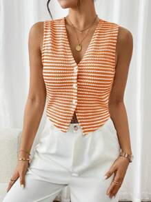 SHEIN Frenchy Women V-Neck Sleeveless Top, Fashion For Summer Casual