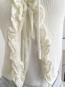 Chiquease Nueva chaqueta fina con cuello volante y mangas cortas para mujer