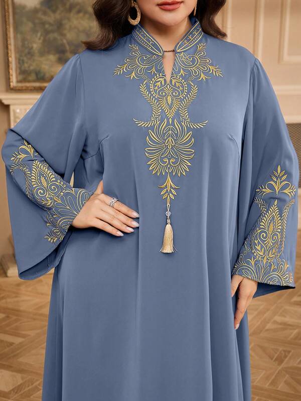Al Najma Robe arabe élégante à broderie, modeste, grandes tailles pour femmes
