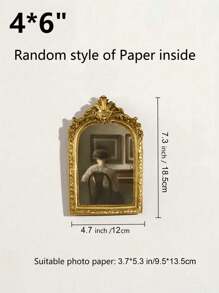 SHEIN 1pc Vintage European Style Gold Curved Frame Decorative Photo Frame, With One Random Inner Paper, For Home Decoration And Picture Display Valentine DAY, Valentines Wedding, Birthday, Room Decor, Ramadan Decor, Bedroom Decor, Wedding Decor, Home Decor Living Room, Office Decor, House Decor, Photo Frame, Room Decoration Stuff, Picture Frame,Fall Decor