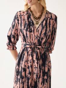 Florisole Bohemian Tie-Dye Casual Vacation Style Ruffle Hem Dress - Multicolor - View 5