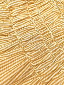 Vivid Eden Women Striped Ruffle Tube Top And Shorts Casual 2 Pieces Set Island Vacation Outfits,Women Summer Clothing,Vacation Style,For Beach Vacation - Yellow - View 7