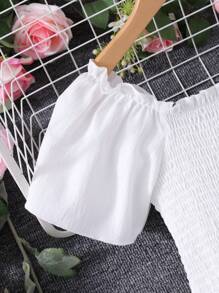 SHEIN Tween Girls Plain Sleeveless Short Dress,Holiday,Summer,Travel - White - View 6