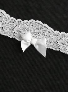 SHEIN Girlism Teen Girls' Black Contrast Collar And Lace Trim Fitted T-Shirt - Black - View 4