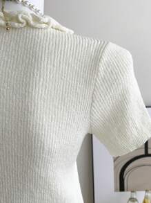 Chiquease Nueva chaqueta fina con cuello volante y mangas cortas para mujer