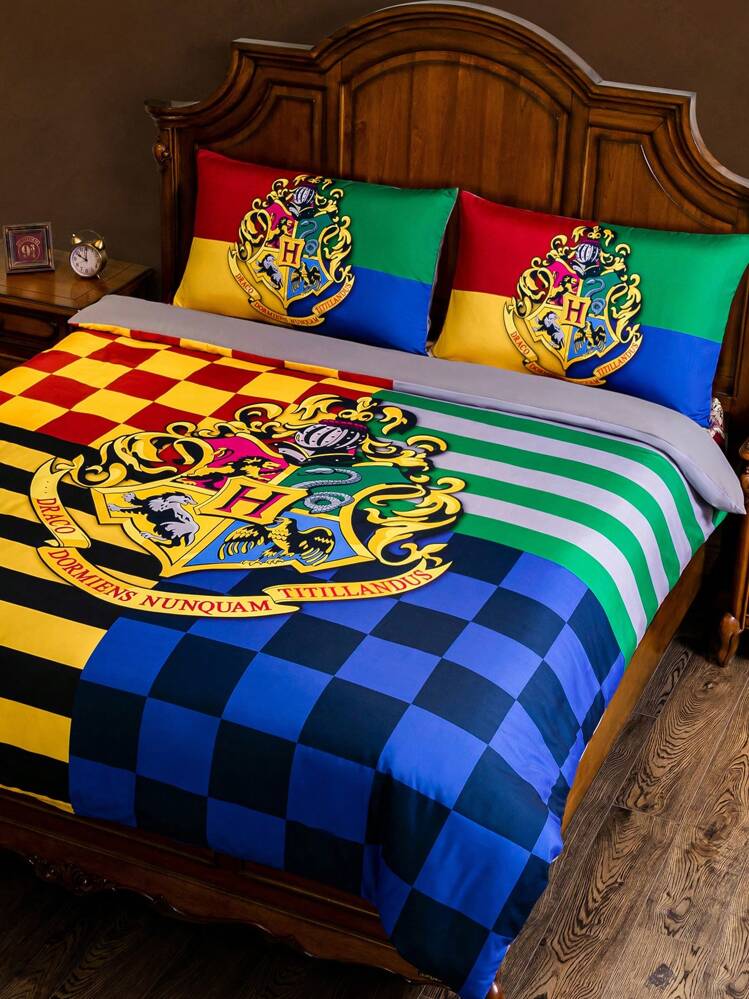 HARRY POTTER X SHEIN ホグワーツ バッジとレター プリント ベッド