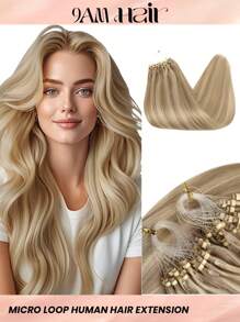 50 Strands Micro Loop Hair Extensions Real Human Hair P18/22#Balayage Caramel Blonde To Bleach Blonde Microbead Hair Extensions Utral Smooth And Super Soft SilkyStraight Micro Loop Healthy  Human Hair Extensions For Woman - S18A/613A - View 2