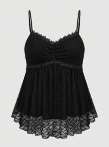 SHEIN LUNE Plus Size Women Elegant Sexy Lace Camisole Top, Summer