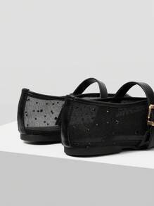 MOTF PREMIUM WOMEN'S COMFORTABLE VERSATILE SQUARE TOE MARY JANE FLATS, SUITABLE FOR COMMUTING & CASUAL WEAR FOR CHRISTMAS - Black - View 8