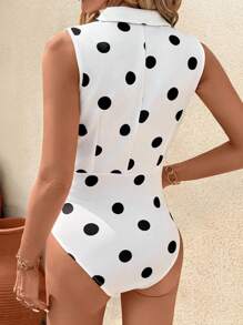 SHEIN Clasi Body elegante bianco da donna con colletto a bavero
