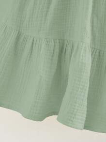 Cozy Pixies Young Girl Crochet Strap Waist Casual Versatile Dress - Green - View 5