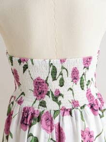 Soleia Váy ống thường ngày họa tiết hoa hồng cỡ lớn cho nữ đi biển, thích hợp cho mùa thu trở lại trường - Nhiều màu - Xem 6