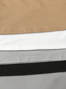 SHEIN 青少年男孩休闲活力款鹿头图案系列 T 恤，经典黑色、深绿色、浅灰色和温暖卡其色