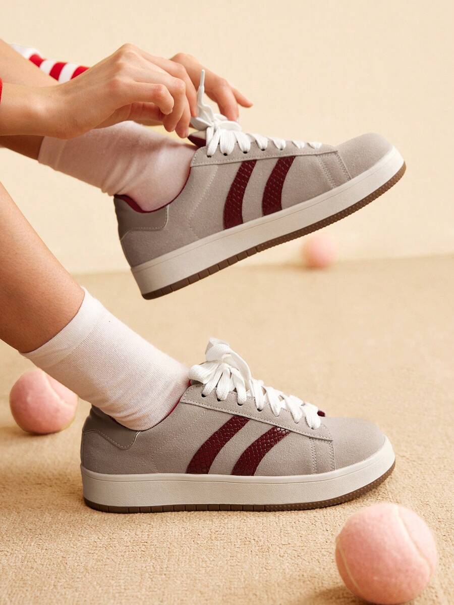 CUCCOO EASI Women's Casual Sporty Sneakers, Practical & Versatile - Gray Red - View 1