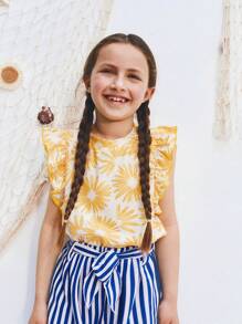 SHEIN Young Girl Striped Knit Pants, Summer, Casual Versatile Outgoing, Holiday - Multicolor - View 4