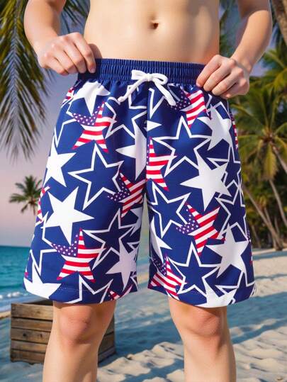 7 月 4 日流行男孩沙滩短裤/泳裤