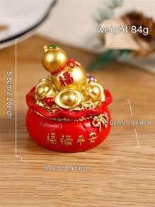 1 件树脂聚宝盆和钱袋形状装饰品，适合新年和蛋糕，生日最佳礼物