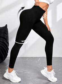 Easithlete Women High Waist Seamless Elastic Fitness Leggings For Daily Wear Yoga Pants - Black - View 4
