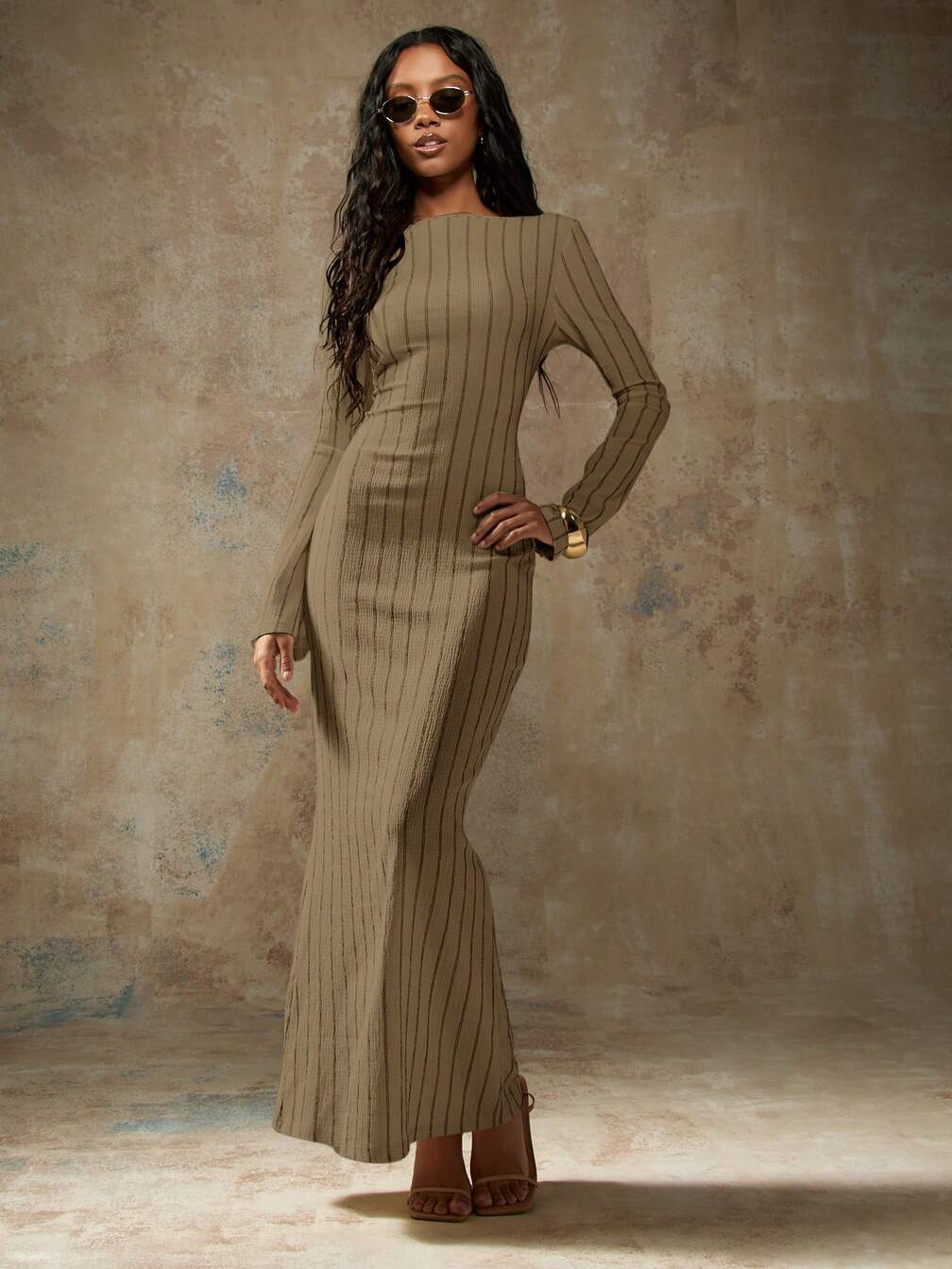 rib knit bodycon maxi dress Nyx Pink Backless Knitted Maxi Dress