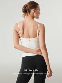 GLOWMODE FeatherFit™ Hip Length Basic Tank Top Low Impact Yoga Pilates Studio Daily Removable Cups Fall Winter - White - View 2