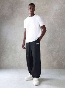 SUMWON 舒适运动慢跑运动裤，带弹性裤脚，宽松休闲裤，适合健身训练跑步健身运动休闲装 - 黑色 - 查看 3