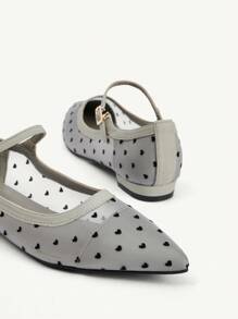 CUCCOO CHICEST Women's New Style Gray Polka Dot Mesh Breathable Elegant Comfortable Pointed Toe Low Heel Ballet Flats - Grey - View 13