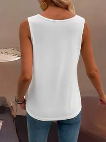 EMERY ROSE Summer New Sleeveless Open-Back Wide Strap Square Neck Discounted Loose Fit Slim Women Tank Top