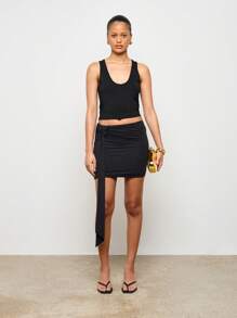 AiiRZ Sleeveless Scoop Neck Crop Tank Top Athletic Basic Ribbed Workout Slim Fit Yoga Running Gym Summer Racerback Vest - Black - View 3