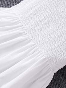 SHEIN Tween Girls Plain Sleeveless Short Dress,Holiday,Summer,Travel - White - View 3