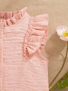 SHEIN 女婴无袖荷叶边衬衫背心 - 粉色 - 查看 7