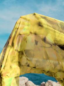 Opulessa 女式夏季度假全身印花荷叶边下摆罩衫连衣裙，乡村音乐会服装 - 黃色 - 查看 7