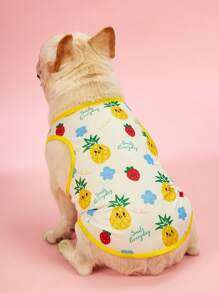 PETSIN 2pcs/Set Cute Pineapple Letter Print Pet Dog/Cat Vest, Breathable & Comfortable Universal Design - Multicolor - View 4