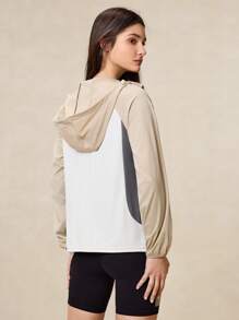 OutZeal Kühlende farbblockierende Sonnenscutzjacke mit Kordelzug-Saum, sonnengeschützt, Alltagsjacke für den täglichen Lässig-Einsatz - Weiss - Übersicht 7