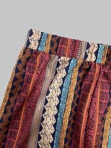 INAWLY Women Vintage Color Block Striped Casual Vacation Beach Hawaii Pants - Multicolor - View 4