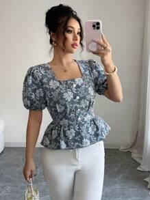 Elenzga Camicia casual da donna a maniche corte tinta unita, minimalista e alla moda, adatta per uso quotidiano