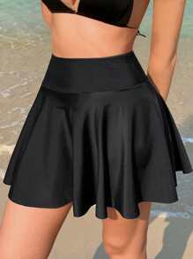DAZY Women's Solid Color Casual Bikini Bottom Skirt For Vacation - Black - View 6