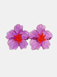 SHEIN SXY Pendientes de flor acrílicos transparentes de moda exagerados personalizados