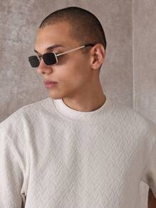 SUMWON Luxurious Textured Chevron Knit Mock Neck T-Shirt Performance Athletic Streetwear Casual Short Sleeve Modern Essential Workout Spring Summer