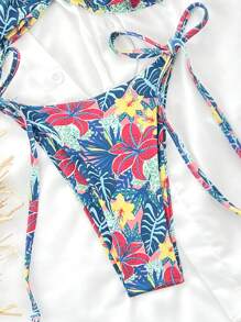 SHEIN Swim Tropical Print Tankini Swimsuit, Random Print For Summer Beach Vacation - Multicolor - View 3