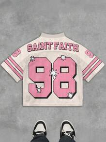 Camiseta de manga corta informal de verano para hombres con estampado numérico - Multicolor - Ver 2