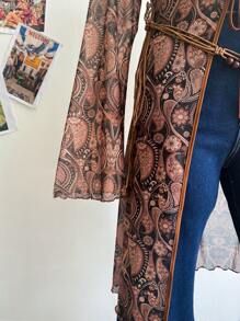 Comfortcana Maglietta casual chic con stampa grafica, in rete, adatta per donne di taglia comoda, per l'estate, la primavera, concerti, festival rave, stile occidentale - Multicolore - Visualizzare 4