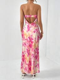 Firerie Women's Sleeveless Backless Full Print Dress, Summer,Summer Dresses For Women