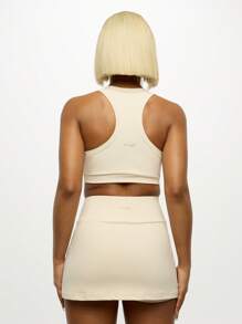 SUMWON WOMEN Athletic Tennis Skort High Waisted Moisture Wicking Performance Activewear Running Golf Workout Sports Skirt Built-In Shorts Quick Dry Stretchy Training - White - View 2