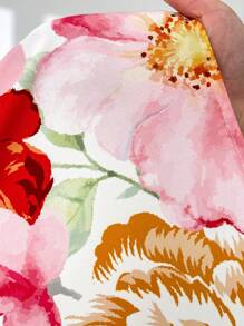 Firerie Vestido Evasê Estampado com Flores e Babado na Barra para Mulheres Plus Size - Multicolorido - Visão 7