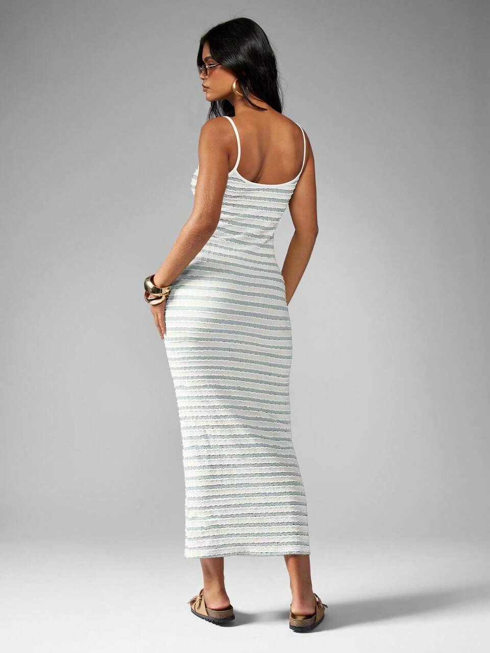 MISSGUIDED Strappy Ribbed Bodycon Maxi Dress Summer Vacation Beach Resort Style Form Fitting Ankle Length Vacation Party Evening Dress Summer Dresses For Women