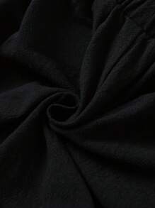 2pcs Young Girl Fashion Solid Color Coordinated Casual Shorts Set, School, Campus, College