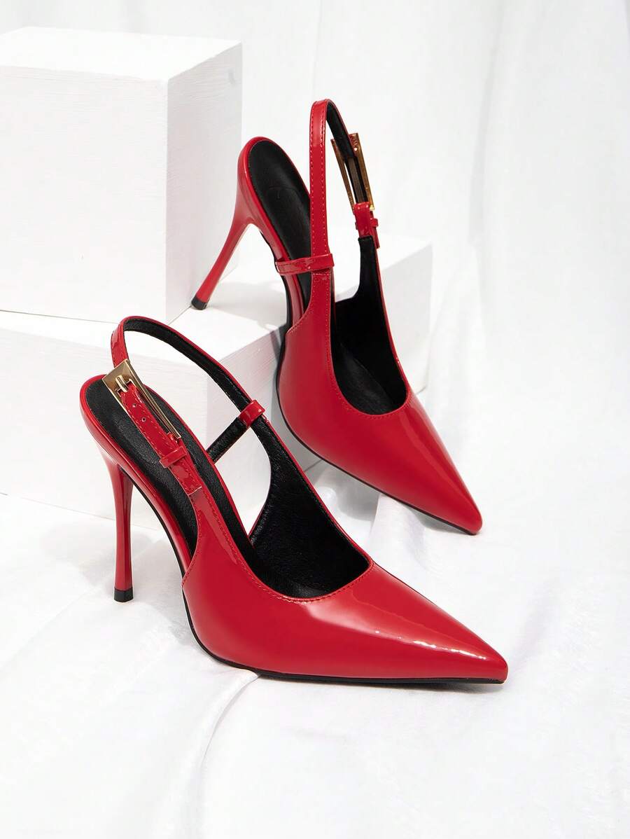 CUCCOO BIZCHIC 女式酒红色蝴蝶结装饰洛丽塔风格高跟鞋，配踝带 - 紅色 - 查看 1