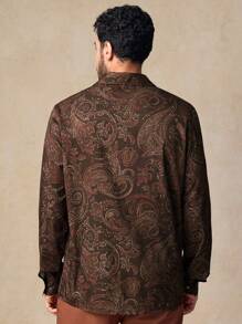 HIMLAND 男士休闲梭织花卉图案修身常规肩长袖衬衫，秋季 - 彩色 - 查看 5