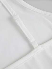 SHEIN LUNE Plus Size Lace Patchwork Solid Color Camisole 2 Pieces Set - Black and White - View 5